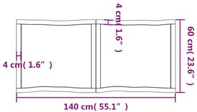 Επιφ Τραπεζιού Αν Καφέ 140x60x(2-6)εκ.Ακατέργ. Μασίφ Ξύλο Δρυός - Καφέ