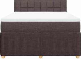 vidaXL Κρεβάτι Boxspring με Στρώμα Σκούρο Καφέ 140x200 εκ Υφασμάτινο