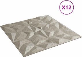 vidaXL Πάνελ τοίχου 12 pcs Αμέθυστος Μπετόν 50 x 50 cm Φελιζόλ XPS