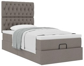 vidaXL Οθωμανικό κρεβάτι με στρώμα Taupe 80x200cm ύφασμα