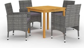vidaXL Σετ Τραπεζαρίας Κήπου 5 Τεμαχίων Γκρι