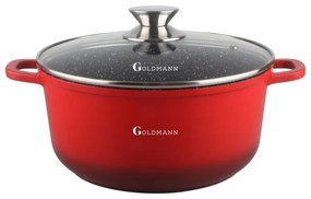 Κατσαρόλα Goldmann GM-7324R, 4,5 l, 24 cm, Αντικολλητική μαρμάρινη επίστρωση, Καπάκι με άνοιγμα, Επαγωγή, Κόκκινο
