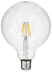 GloboStar® 99012 Λάμπα LED Long Filament E27 G125 Γλόμπος 4W 400lm 360° AC 220-240V IP20 Φ12.5 x Υ18cm Θερμό Λευκό 2700K με Διάφανο Γυαλί - Dimmable - 3 Years Warranty