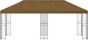 vidaXL Κιόσκι με Πλαϊνές Τοίχους 6 x 3 m Taupe Πολυεστέρας και Χάλυβας