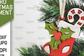 Σετ των 3 Intra απο ξύλο plywood 3mm-4mm πάχος Τρισδιάστατο ρετρό χριστουγεννιάτικο στολίδι με λέιζερ Δίασταση 8x8 cm INTRAFABR-105939824