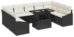 vidaXL Σετ Καναπέ Κήπου 10 pcs Μαύρο και κρεμ 100 x 55 x 73 εκ