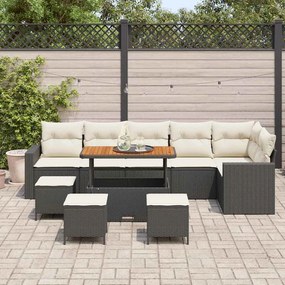 vidaXL Σετ Καναπέ Κήπου 10 pcs Μαύρο συνθετικό ρατάν