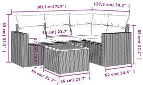 vidaXL Σετ Καναπέ Κήπου 5 τεμ. Μπεζ Συνθετικό Ρατάν με Μαξιλάρι