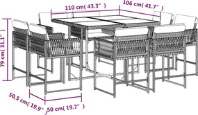 vidaXL Σετ Τραπεζαρίας Κήπου 9τεμ. Μικτό Μπεζ Συνθ. Ρατάν με Μαξιλάρια