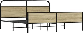 vidaXL Σκελετός Κρεβ. Χωρίς Στρώμα Sonoma Δρυς 193x203 εκ. Μεταλλικό