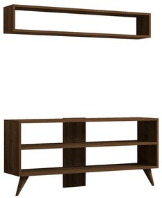 Σύνθετο σαλονιού Prestige pakoworld σε καρυδί απόχρωση 120x29,6x50εκ