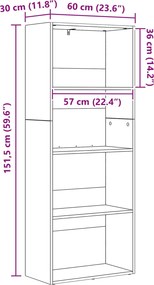 vidaXL Αυτόνομη Βιβλιοθήκη 60 x 30 x 151,5 εκ. Επεξεργασμένο Ξύλο