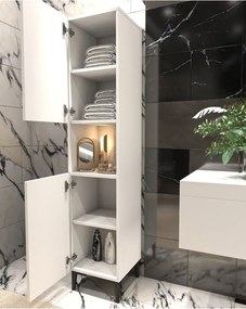 Stewehome Ντουλάπι Μπάνιου Στήλη Ξύλο λευκό MDF με Ράφια 172x33x30 cm