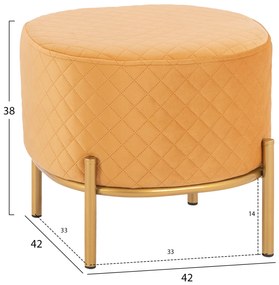 Σκαμπό Sinta Από Χρυσό Βελούδο Με Χρυσή Βάση 42x42x38Υ Εκ.
