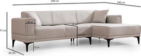 Corner Sofa-Bed Horizon Right - Ecru Ecru