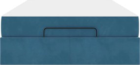 vidaXL Σκελετός κρεβατιού με στρώμα 2 pcs Μπλε Βελούδο