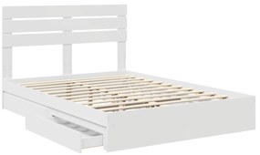 vidaXL Κρεβάτι Αποθήκης Λευκό 150 x 200 cm Επεξεργασμένο ξύλο