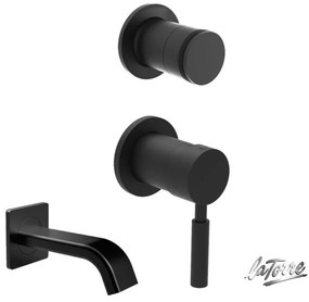 La Torre NEW TECH Black matt 12051SP-400 34374-400 Μίκτης εντοιχισμού+εκτροπέας περιστροφικός 2 εξόδων+Στόμιο 14,2cm Φ31mm