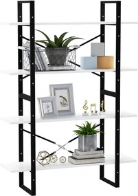 vidaXL Βιβλιοθήκη με 4 Ράφια Λευκή 100 x 30 x 140 εκ. από Επεξ. Ξύλο