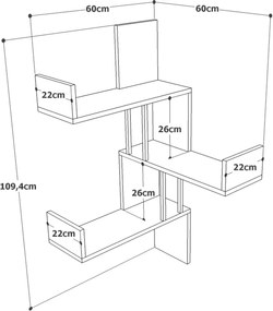 Ράφι Τοίχου Vg17-A -60x60x109εκ - Χρώμα Atlantic Πεύκο
