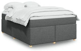 Κρεβάτι Boxspring με Στρώμα Σκούρο Γκρι 140x190 εκ. Υφασμάτινο - Γκρι