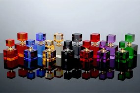 Σετ 2 τεμαχίων τετράγωνα διακοσμητικά μπουκάλια από γυαλί 4x9 cm - Πορτοκαλί Διάσταση