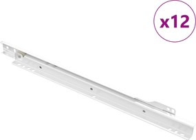 vidaXL Οδηγός Συρταριού 12 τμχ. Λευκό 350 χλστ Ατσάλι