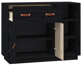 vidaXL Ντουλάπι Μαύρο 98,5 x 40 x 75 εκ. από Μασίφ Ξύλο Πεύκου