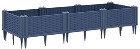 vidaXL Ζαρντινιέρα με Πασσάλους Μπλε Γκρι 125x40x28,5 εκ. Πολυπροπυλένιο