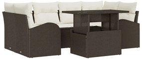 vidaXL Σετ Καναπέ Κήπου 7 pcs Καφέ 100 x 55 x 73 εκ Πολυ ράταν