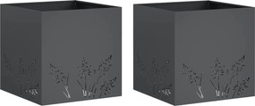 vidaXL Γλάστρα Κήπου 2 τμχ. Ανθρακί 50 x 50 x 49 cm