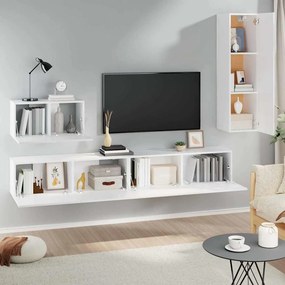 vidaXL Σετ Επίπλου Τηλεόρασης 4 Τεμαχίων Λευκό από Επεξεργασμένο Ξύλο