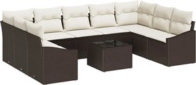 vidaXL Σετ Καναπέ με μαξιλάρι 10 pcs Καφέ συνθετικό ρατάν