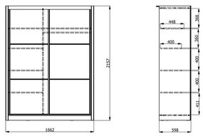 Ντουλάπα Navara 165 Γκρί Δρύς 166x60x215,5 εκ. 166x60x215.5 εκ.