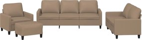 vidaXL Πολυθρόνες Σετ 4 Τεμ. Καπουτσίνο Συνθετικό Δέρμα Μαξιλάρια