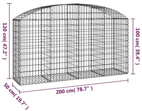 vidaXL Συρματοκιβώτιο Τοξωτό 200x50x100/120εκ. από Γαλβανισμένο Χάλυβα