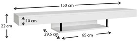 Έπιπλο τηλεόρασης επιτοίχιο Albares Megapap με LED χρώμα λευκό 150x29,6x22εκ.