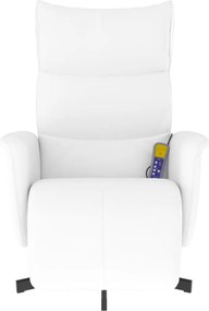 vidaXL Πολυθρόνα Μασάζ Ανακλινόμενη με Υποπόδιο Λευκή Συνθετικό Δέρμα