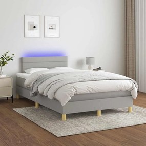 vidaXL Κρεβάτι Boxspring με Στρώμα &amp; LED Αν.Γκρι 120x190εκ. Υφασμάτινο