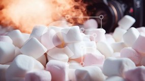 Intra Συλλεκτικό Ξύλινο Παζλ Plywood  4mm - Floating Marshmallows σε σκούρο φόντο Σε Ξύλινο Κουτί - Διαστάσεις: 10x10 cm – 25 κομμάτια