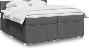 vidaXL Κρεβάτι Boxspring με Στρώμα Σκούρο Γκρι 200x200 εκ. Υφασμάτινο