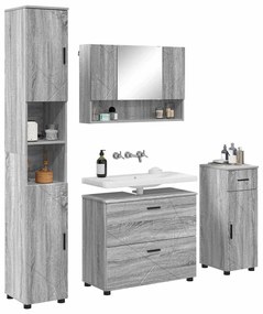 vidaXL Σετ Επίπλων Μπάνιου με ράφι 4 pcs Γκρι sonoma 30 x 35 x 192 εκ.