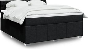 vidaXL Κρεβάτι Boxspring με Στρώμα Μαύρο 180x200 εκ. Υφασμάτινο