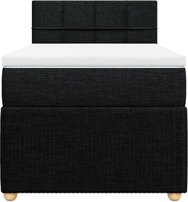 vidaXL Κρεβάτι Boxspring με Στρώμα Μαύρο 90x190 εκ.Υφασμάτινο
