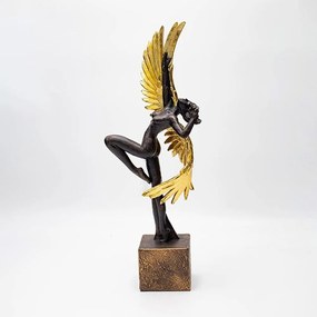 Διακοσμητική Φιγούρα Γυναίκα Με Φτερά 819-00906 13,5x7,5x37cm Black-Gold Estheti Home Πολυρεσίνη