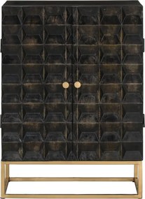 vidaXL Ντουλάπι Μαύρο 55x34x75 εκ. από Μασίφ Ξύλο Μάνγκο και Σίδηρο