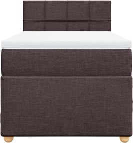 vidaXL Κρεβάτι Boxspring με Στρώμα Σκούρο Καφέ 90x190 εκ. Υφασμάτινο