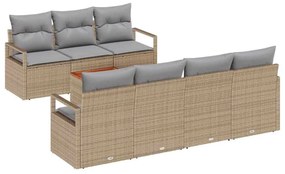 vidaXL Σετ Καναπέ Κήπου με μαξιλάρι 8 pcs Μπεζ συνθετικό ρατάν