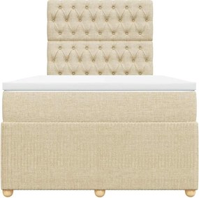 vidaXL Κρεβάτι Boxspring με Στρώμα Κρεμ 120x200 εκ. Υφασμάτινο