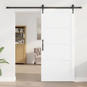 vidaXL Συρόμενη Πόρτα Χειροκίνητος Λευκό 93 x 202 cm Μασίφ ξύλο πεύκου
